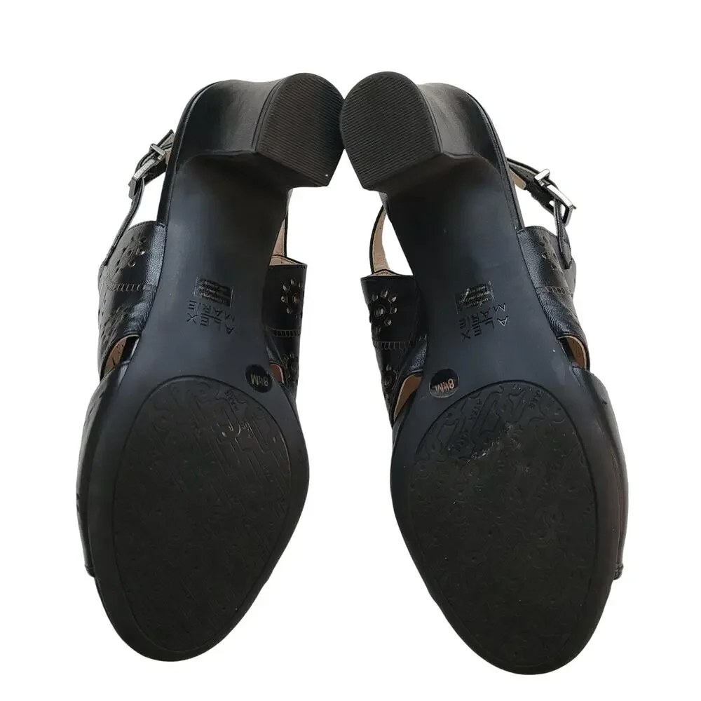 Alex Marie Black Chunky Heel Mules, sz. 8 1/2